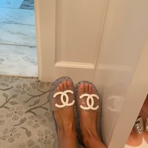#chanel clear pool slides worn only a few times